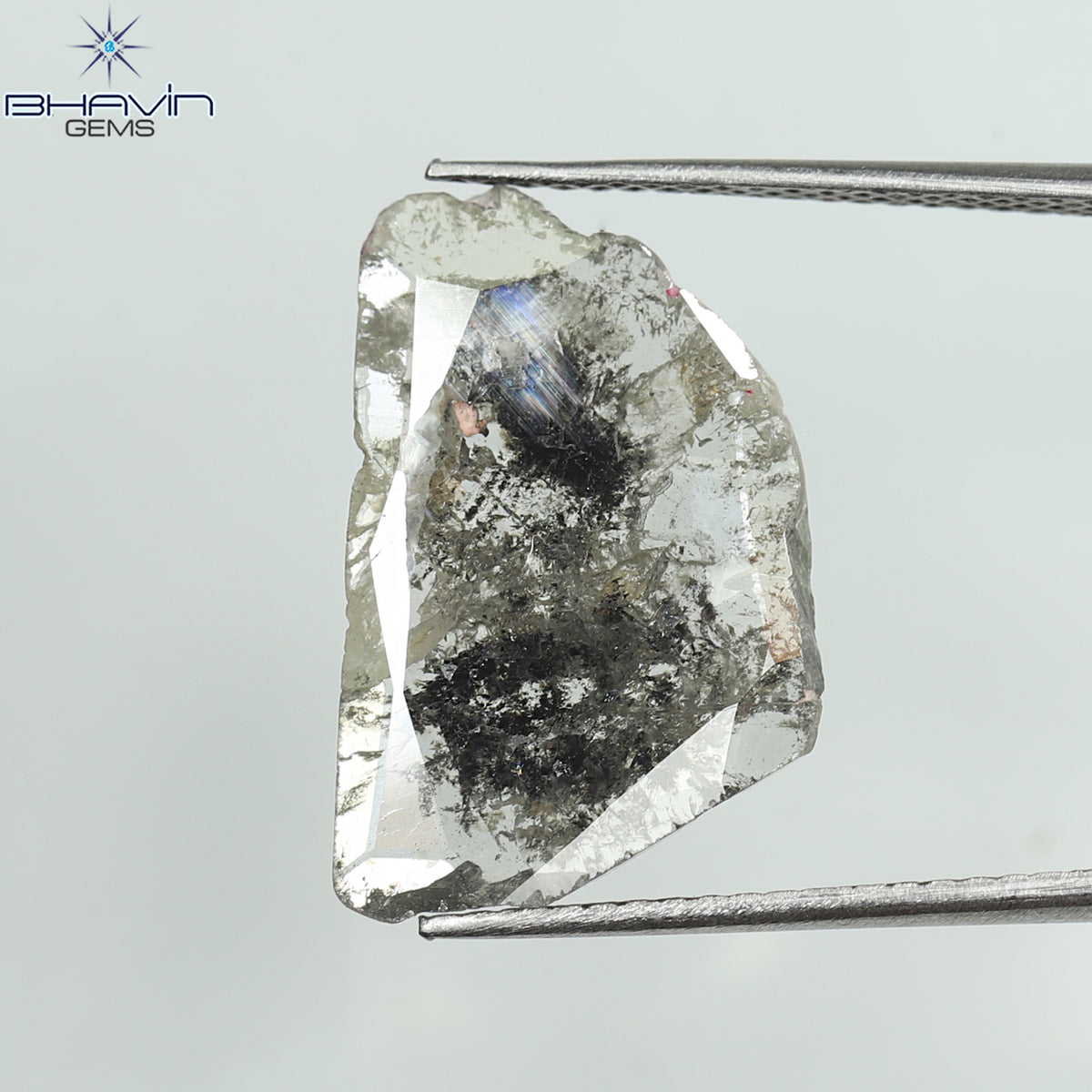 3.42 CT Natural Slice Diamond Salt And Pepper Color Clarity I3 (18.84 MM)