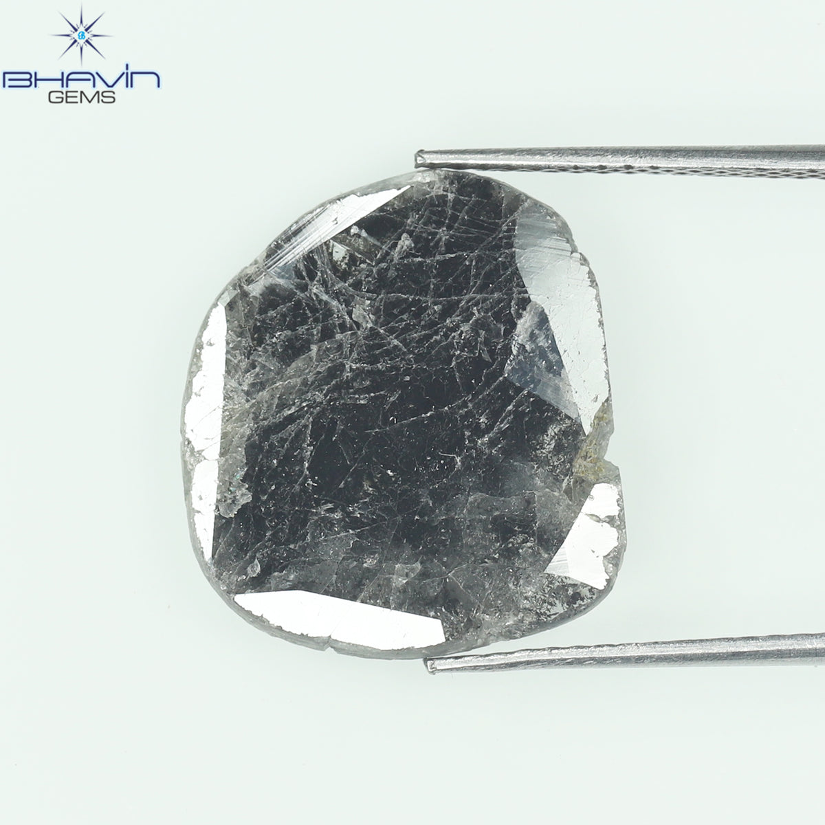 5.27 CT スライス シェイプ ナチュラル ダイヤモンド ソルト アンド ペッパー カラー I3 クラリティ (16.50 MM)