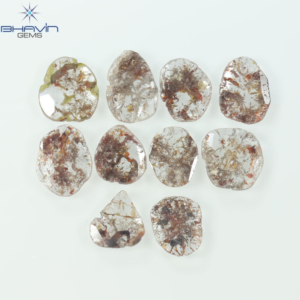 5.21 CT (10 Pcs) Slice Natural Diamond Brown Color Clarity I3 (9.76 MM)