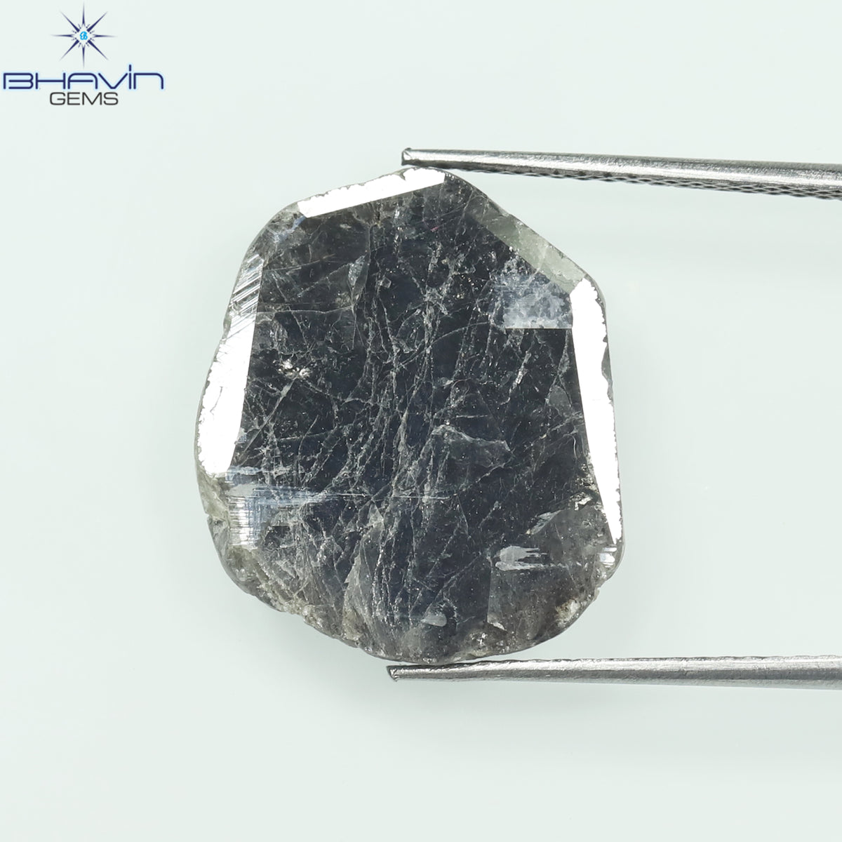 5.70 CT スライス シェイプ ナチュラル ダイヤモンド ソルト アンド ペッパー カラー I3 クラリティ (17.50 MM)