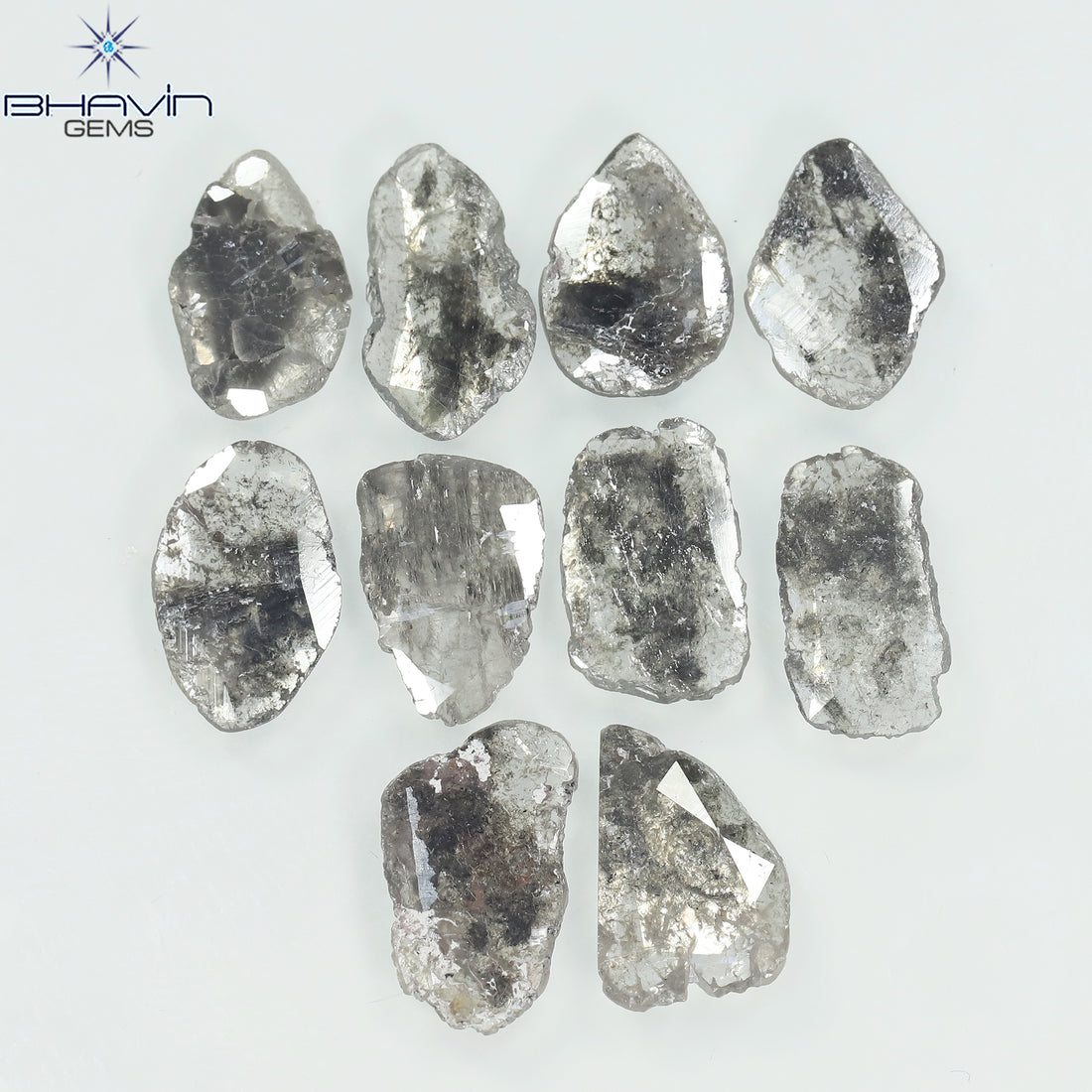5.60 CT (10 Pcs) Slice Natural Diamond Salt And Pepper Color Clarity I3 (10.17 MM)