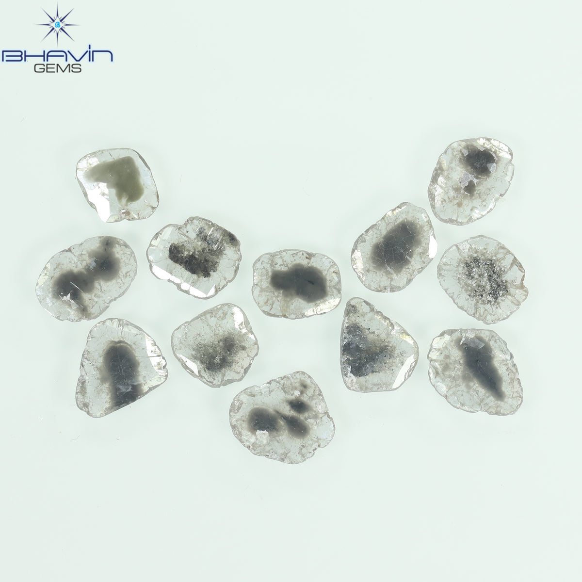 3.23 CT (12 Pcs) Slice Natural Diamond Salt And Pepper Color Clarity I3 (7.17 MM)