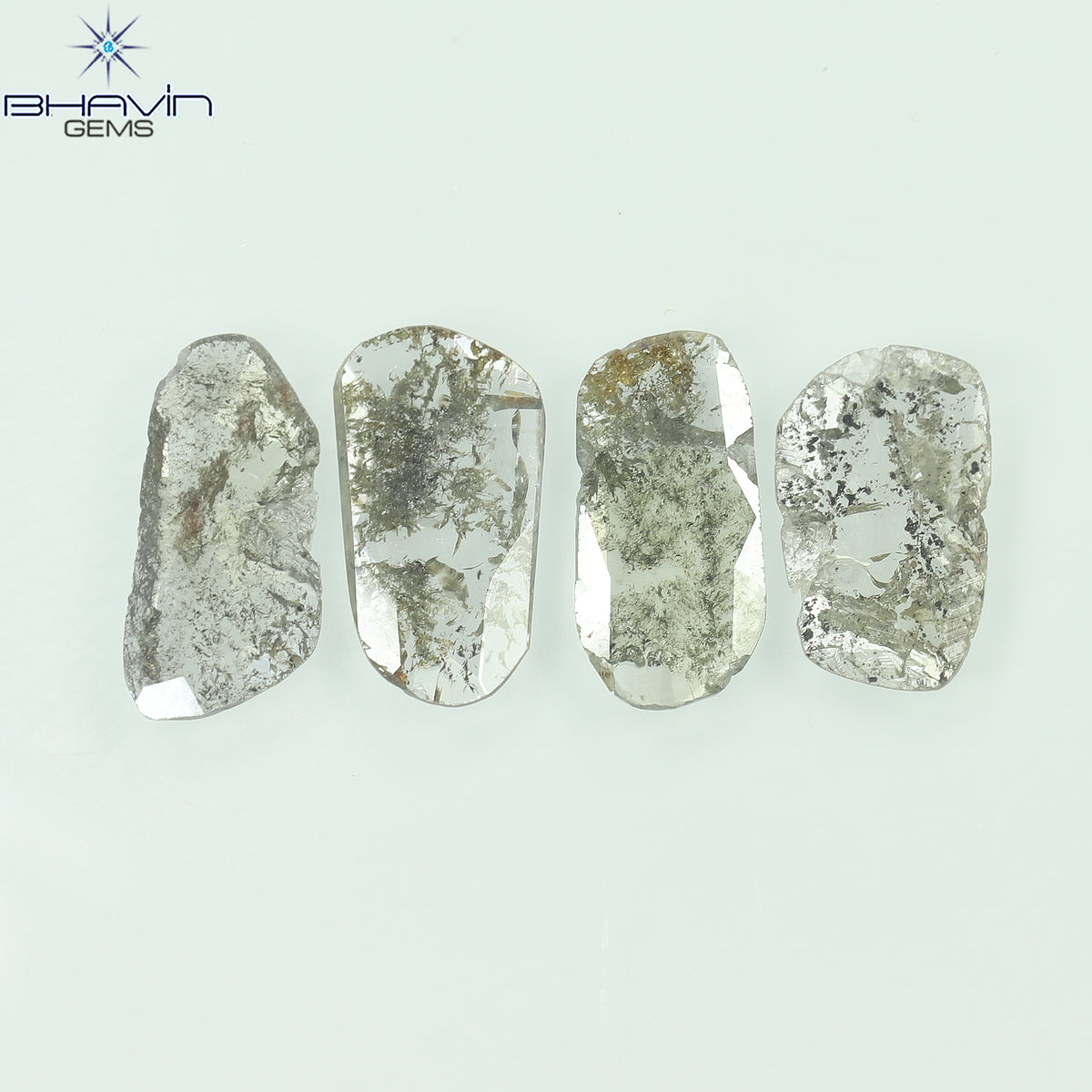 2.43 CT/4 ピース スライス形状 天然ダイヤモンド ソルト アンド ペッパー カラー I3 クラリティ (11.80 MM)