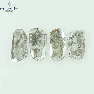 2.43 CT/4 ピース スライス形状 天然ダイヤモンド ソルト アンド ペッパー カラー I3 クラリティ (11.80 MM)