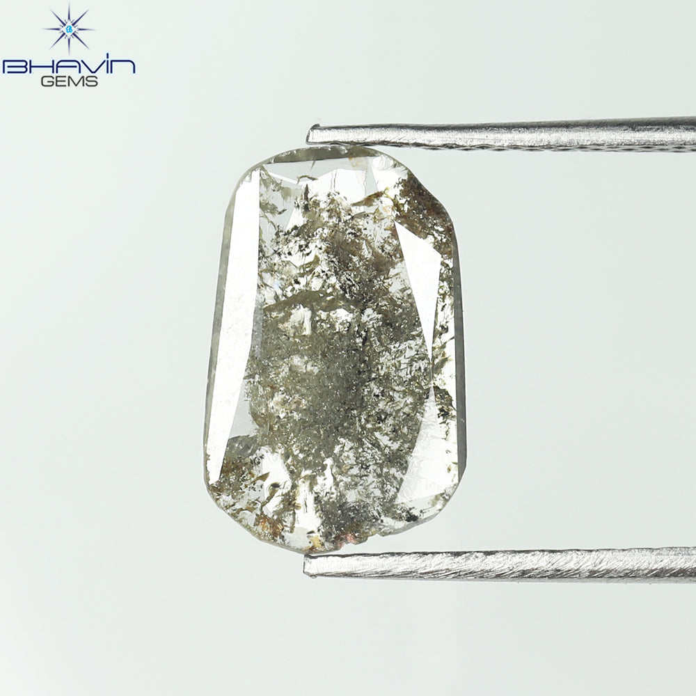 0.74 CT スライス シェイプ ナチュラル ダイヤモンド ソルト アンド ペッパー カラー I3 クラリティ (11.23 MM)