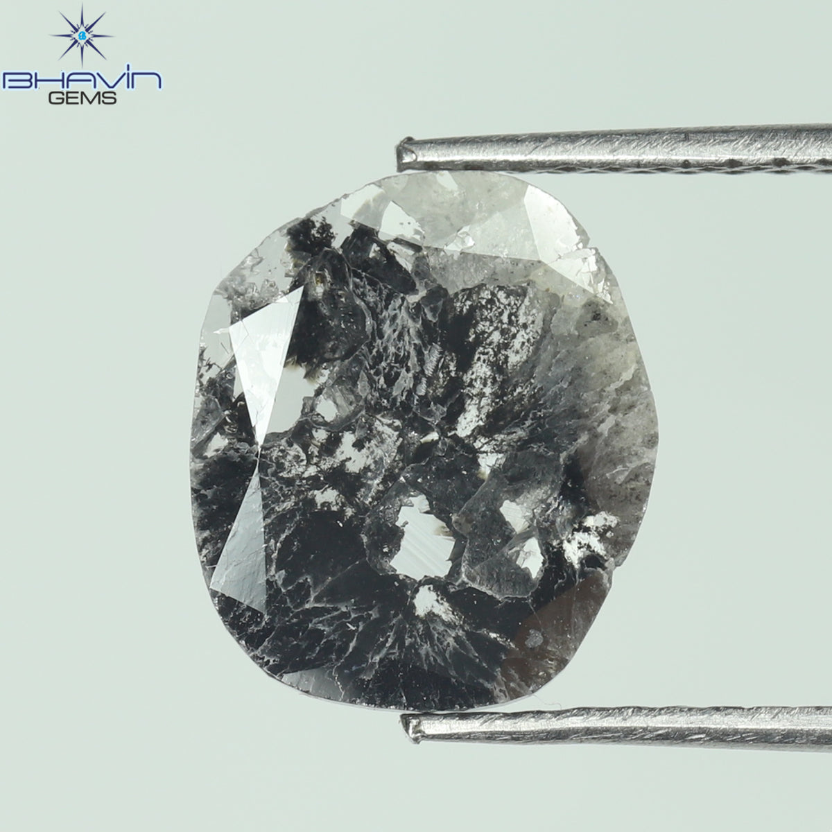 1.06 CT Slice Natural Diamond Salt And Pepper Color Clarity I3 (10.26 MM)