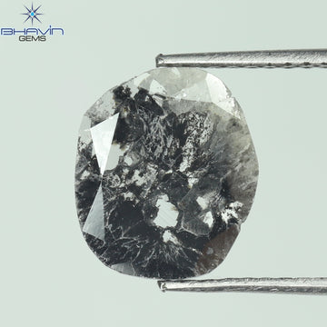 1.06 CT Slice Natural Diamond Salt And Pepper Color Clarity I3 (10.26 MM)