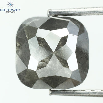 2.22 CT クッション シェイプ ソルト アンド ペッパー カラー ダイヤモンド クラリティ I3 (6.95 MM)