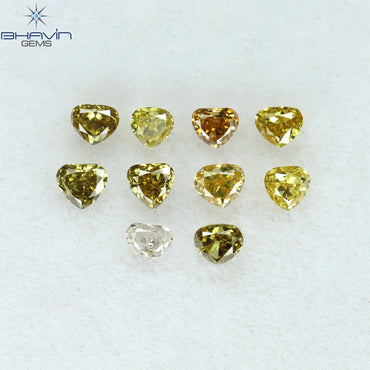 0.76 CT/10 Pcs Heart Shape Natural Diamond Mix Color SI Clarity (2.65 MM)