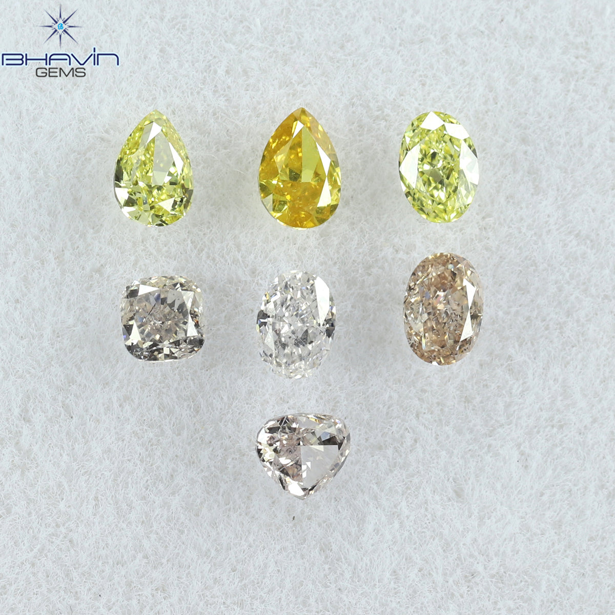0.46 CT/7 ピース ミックス シェイプ ナチュラル ダイヤモンド ミックス カラー VS-SI クラリティ (3.12 MM)