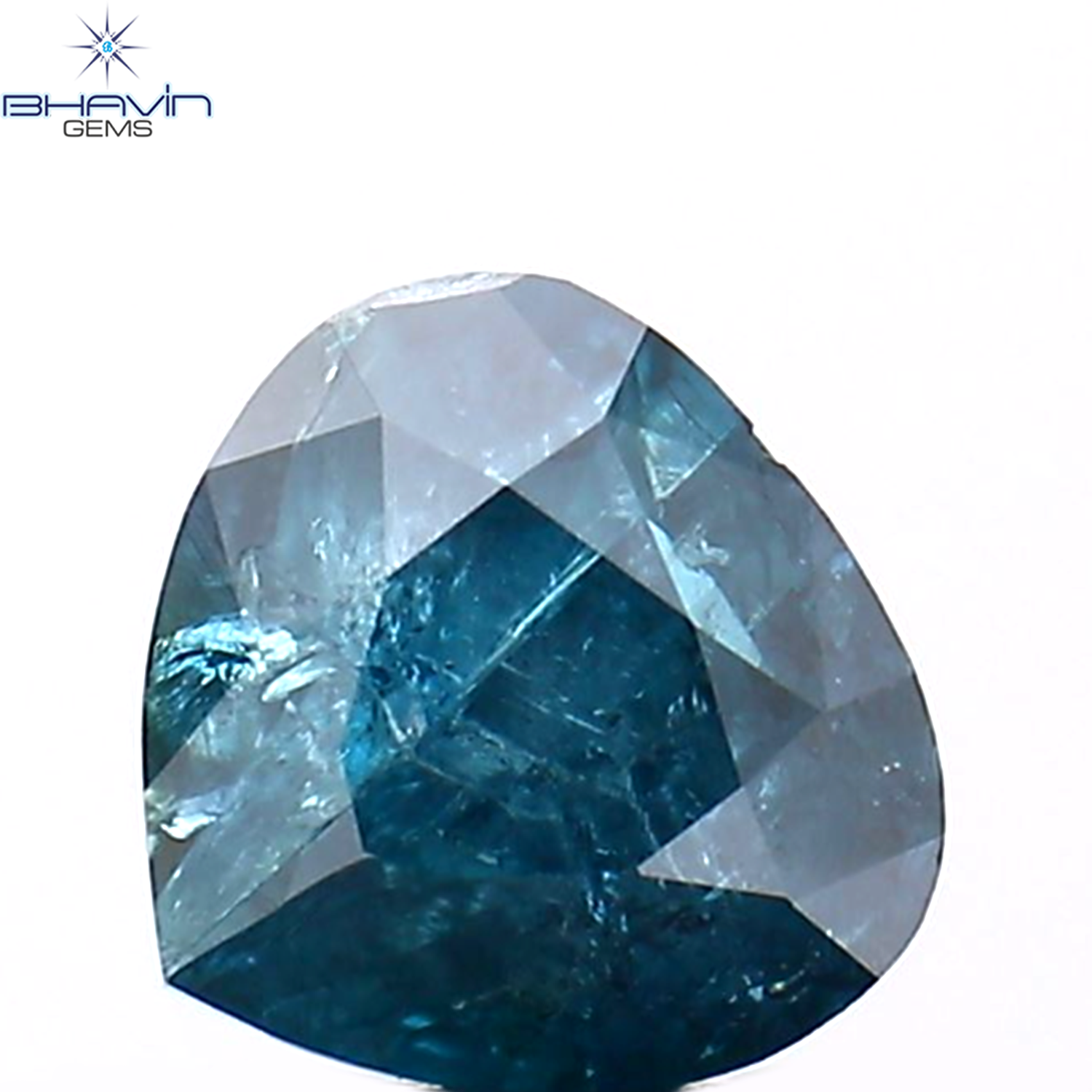 0.46 CT Heart Shape Natural Diamond Blue Color I3 Clarity (4.66 MM)
