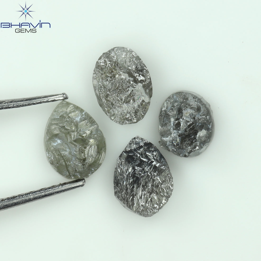 1.91 CT/4 Pcs Natural Uncut Diamond Salt And Pepper Color Clarity I3 (5.85 MM)