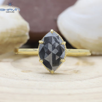 Marquise Diamond Salt And Pepper Diamond Natural Diamond Ring Gold Ring Engagement Ring