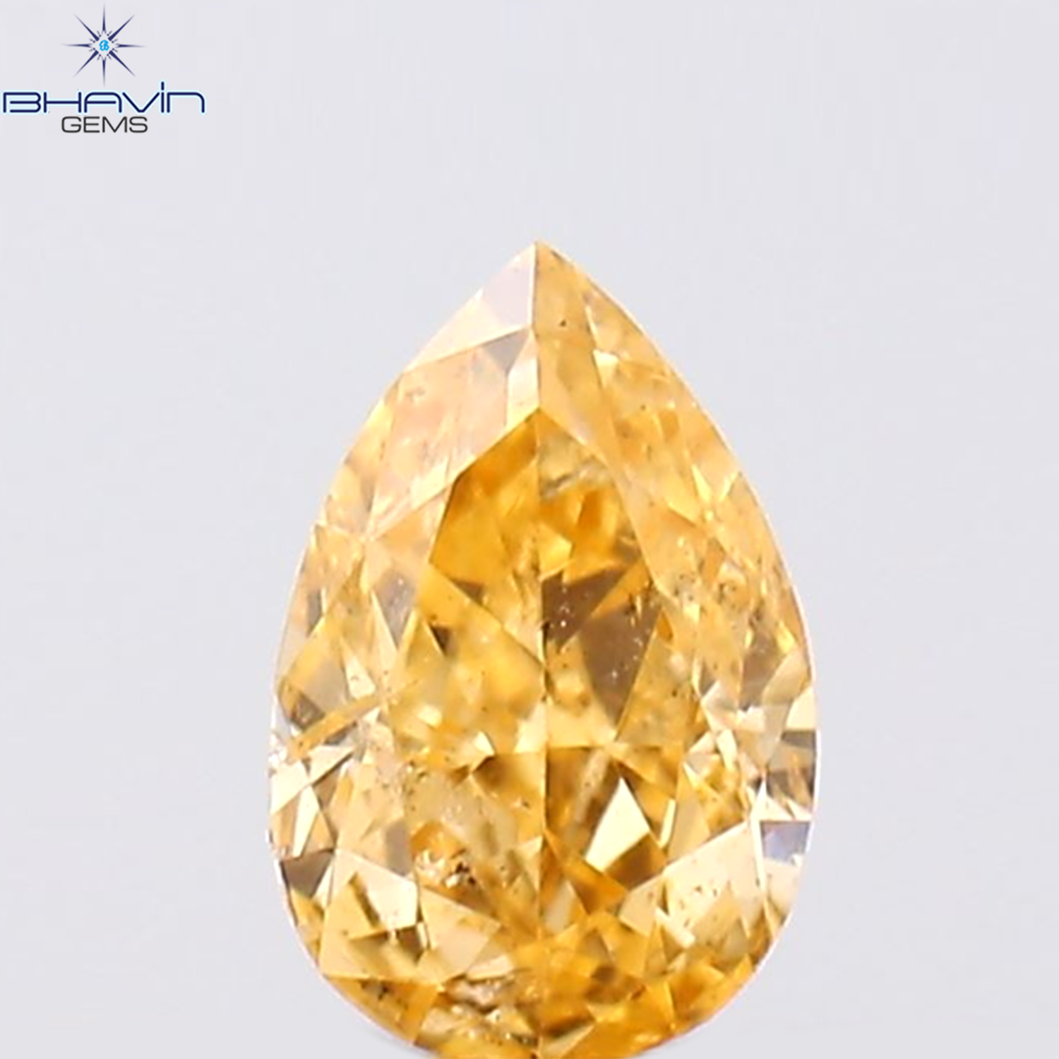 0.10 CT Pear Shape Natural Diamond Orange Color SI2 Clarity (3.54 MM)