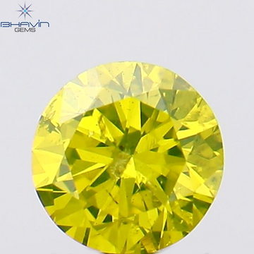 0.14 CT Natural Round Diamond Enhanced Green Yellow Color Clarity SI2 (3.34 MM)