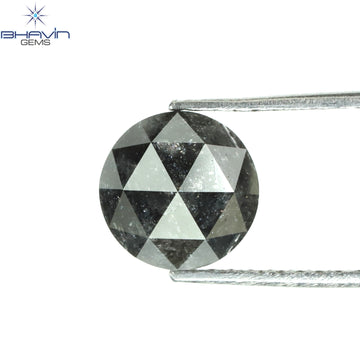 0.74 CT ラウンド ローズ カット シェイプ 天然ダイヤモンド ソルト アンド ペッパー カラー I3 クラリティ (5.55 MM)