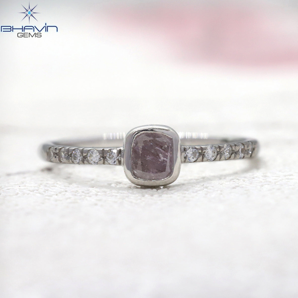 Cushion Diamond Natural Diamond Ring Pink Color Gold Ring Engagement Ring