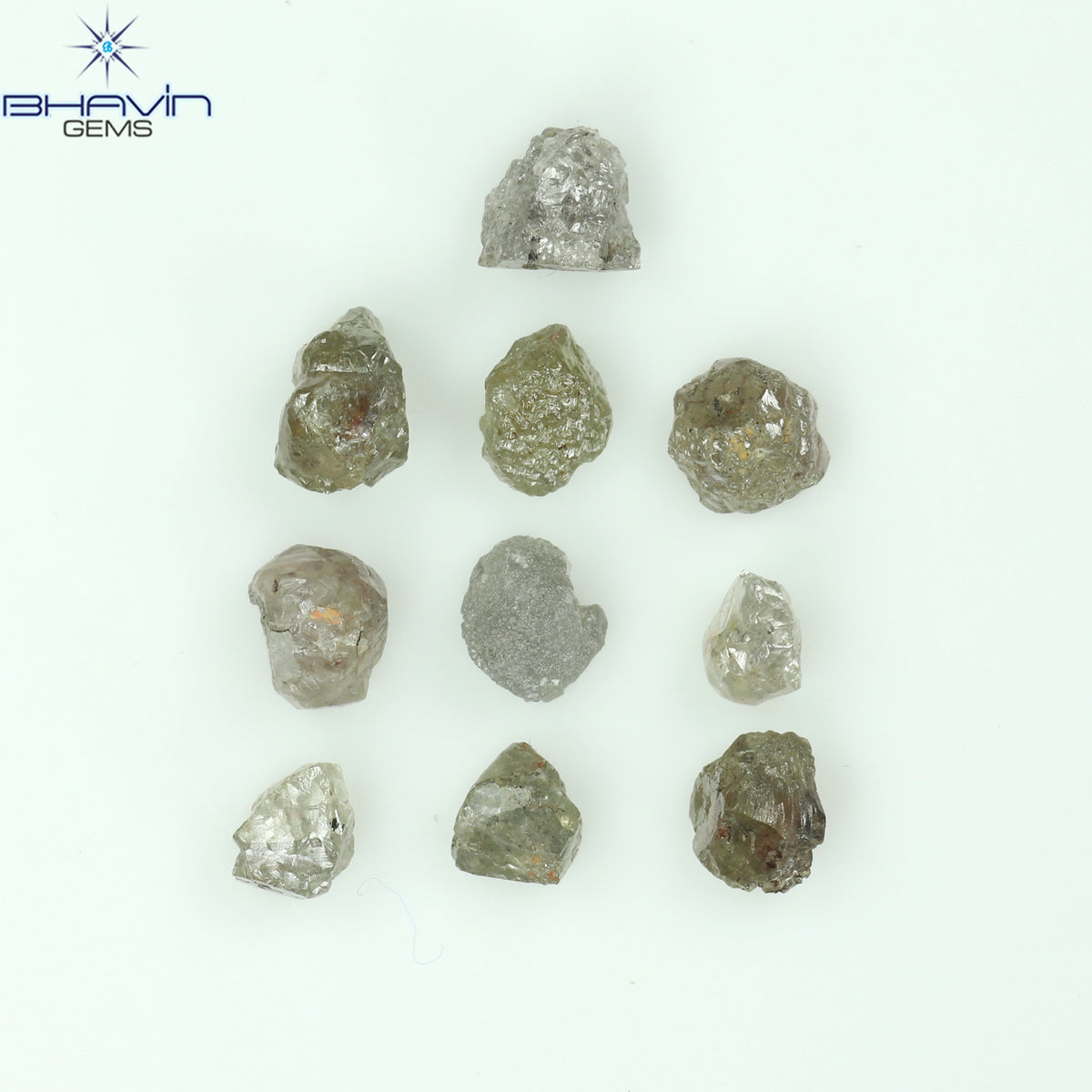 3.38 CT/10 Pcs Natural Rough Diamond Gray Color Clarity I3 (3.84 MM)