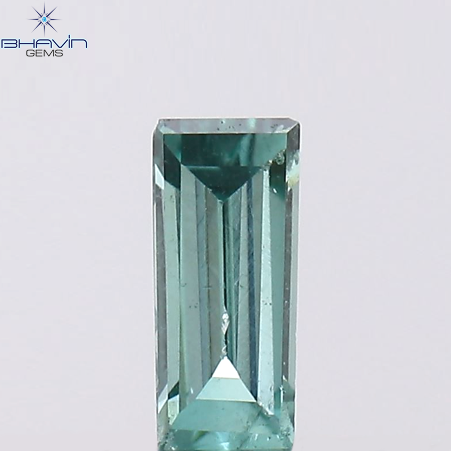 0.07 CT Baguette Shape Natural Diamond Bluish Green Color VS2 Clarity (3.62 MM )