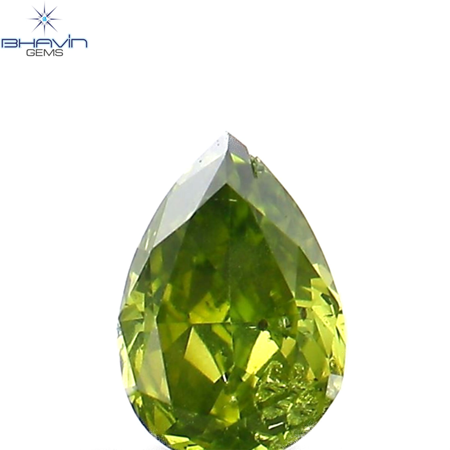 0.15 CT Pear Shape Natural Diamond Green Color SI1 Clarity (4.12 MM)