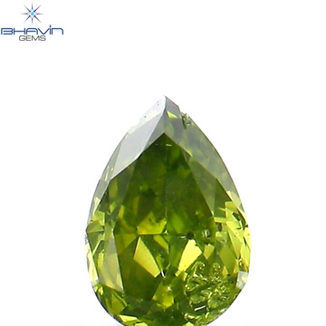 0.15 CT Natural Pear Diamond Enhanced Green Color Clarity SI1 (4.12 MM)
