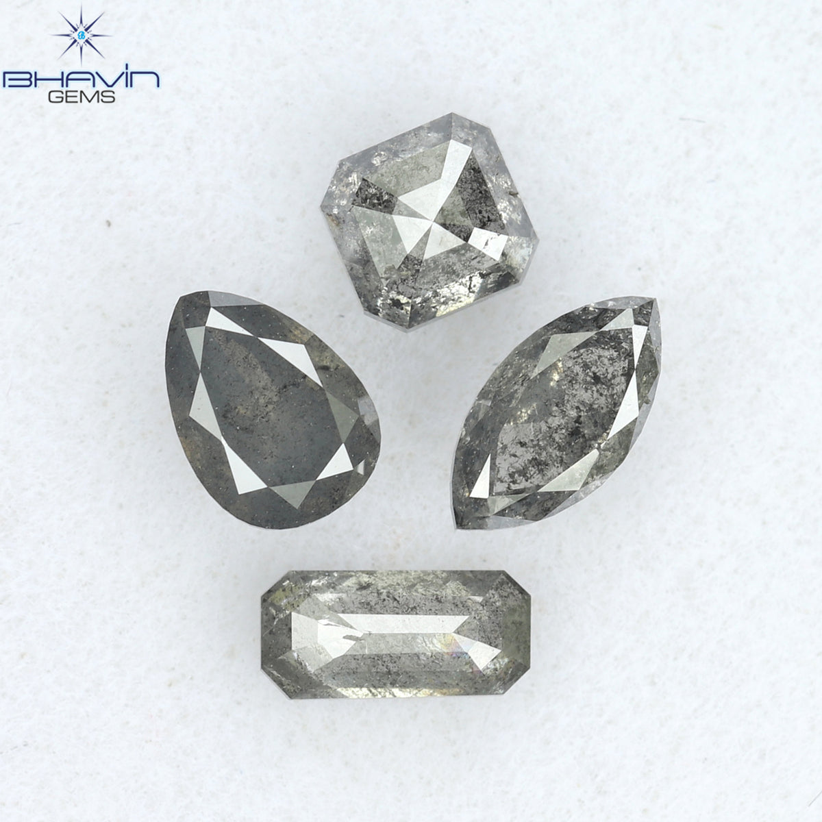 1.26 CT/4 Pcs Natural Mix Diamond Salt And Pepper Color Clarity I3 (5.94 MM)