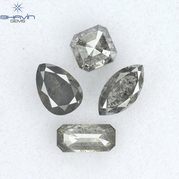 1.26 CT/4 Pcs Natural Mix Diamond Salt And Pepper Color Clarity I3 (5.94 MM)