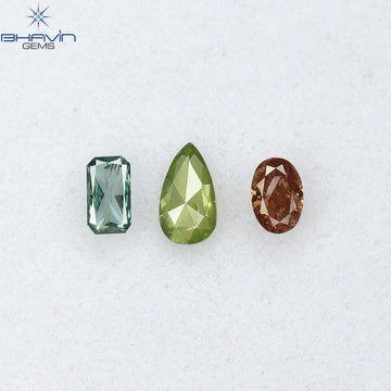 0.34 CT/3 ピース ミックス シェイプ ナチュラル ダイヤモンド ミックス カラー SI2 クラリティ (4.75 MM)