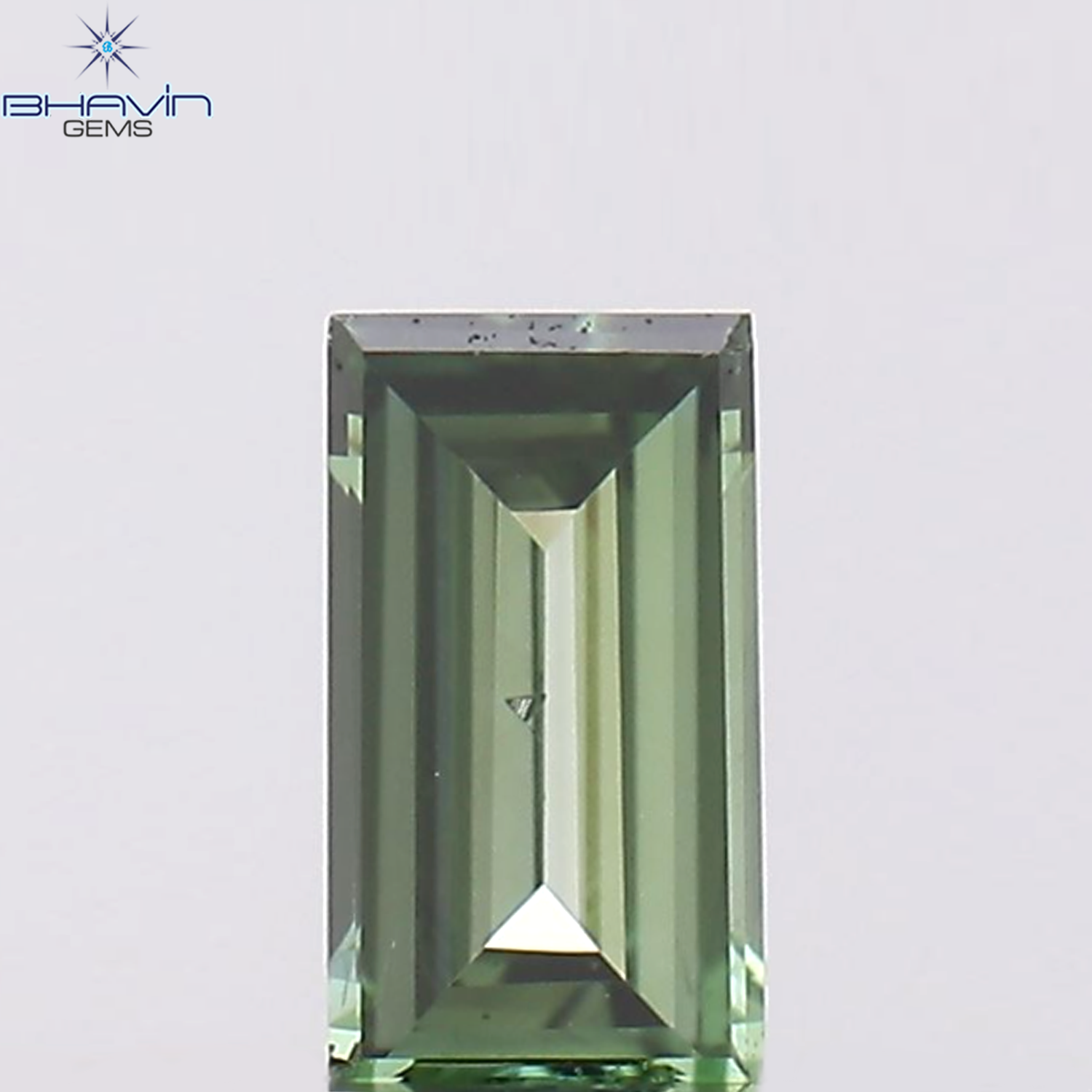 0.11 CT バゲット シェイプ ナチュラル ダイヤモンド グリーン カラー VS2 クラリティ (4.45 MM )