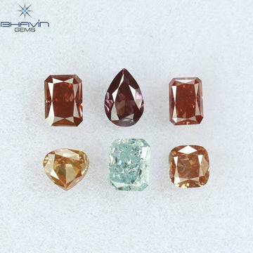 0.58 CT/6 ピース ミックス シェイプ ナチュラル ダイヤモンド ピンク カラー SI2 クラリティ (3.17 MM)