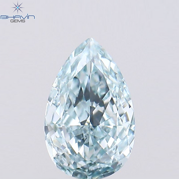 0.37 CT ペアシェイプ ナチュラル ダイヤモンド グリーンがかったブルー カラー VS1 クラリティ (6.00 MM)