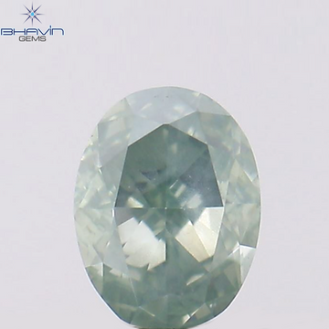 0.14 CT Natural Oval Diamond Enhanced Greenish Blue Color Clarity SI1 (3.54 MM)