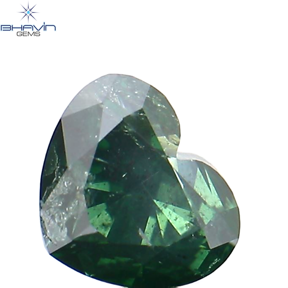 0.27 CT Natural Heart Diamond Enhanced Green Color Clarity I1 (4.12 MM)