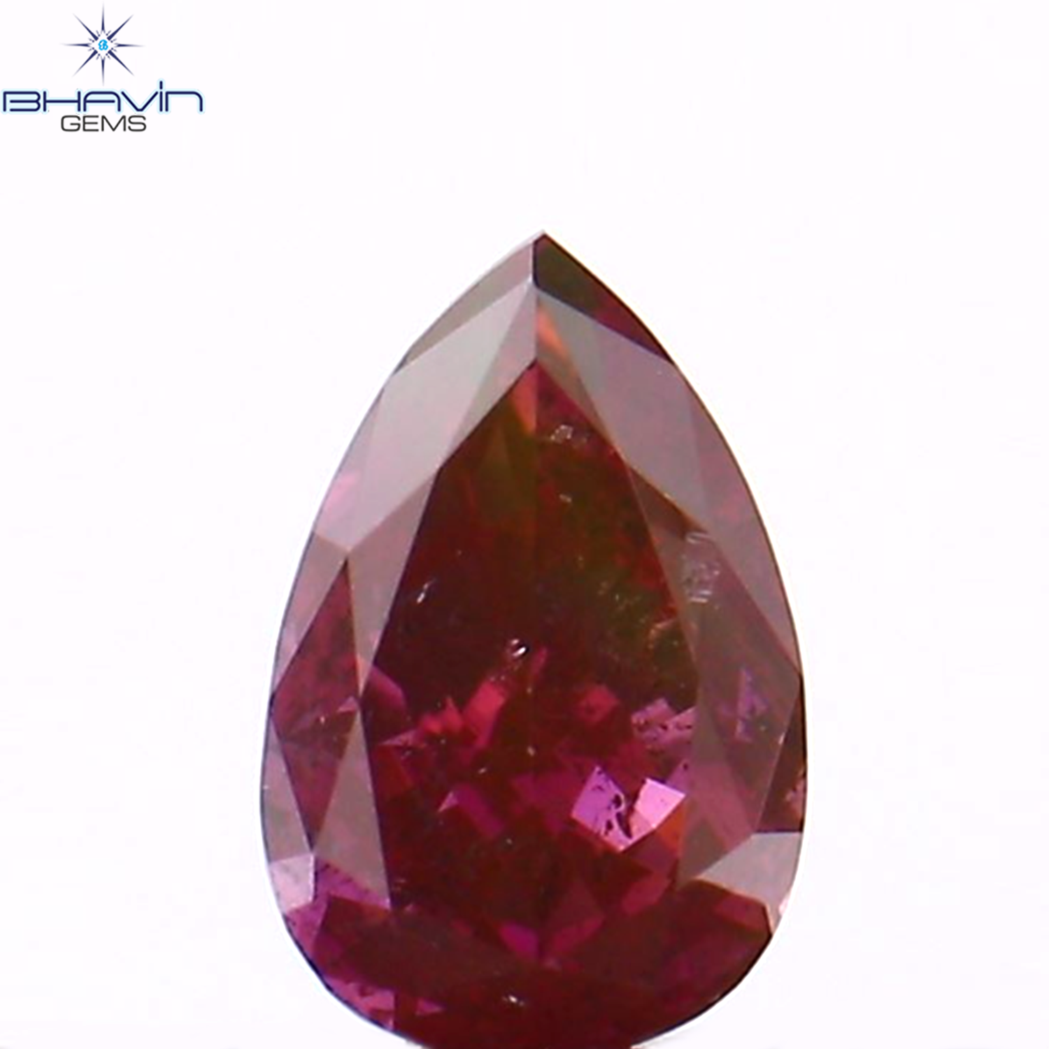 0.19 CT Pear Shape Natural Diamond Enhanced Pink Color SI1 Clarity (4.40 MM)