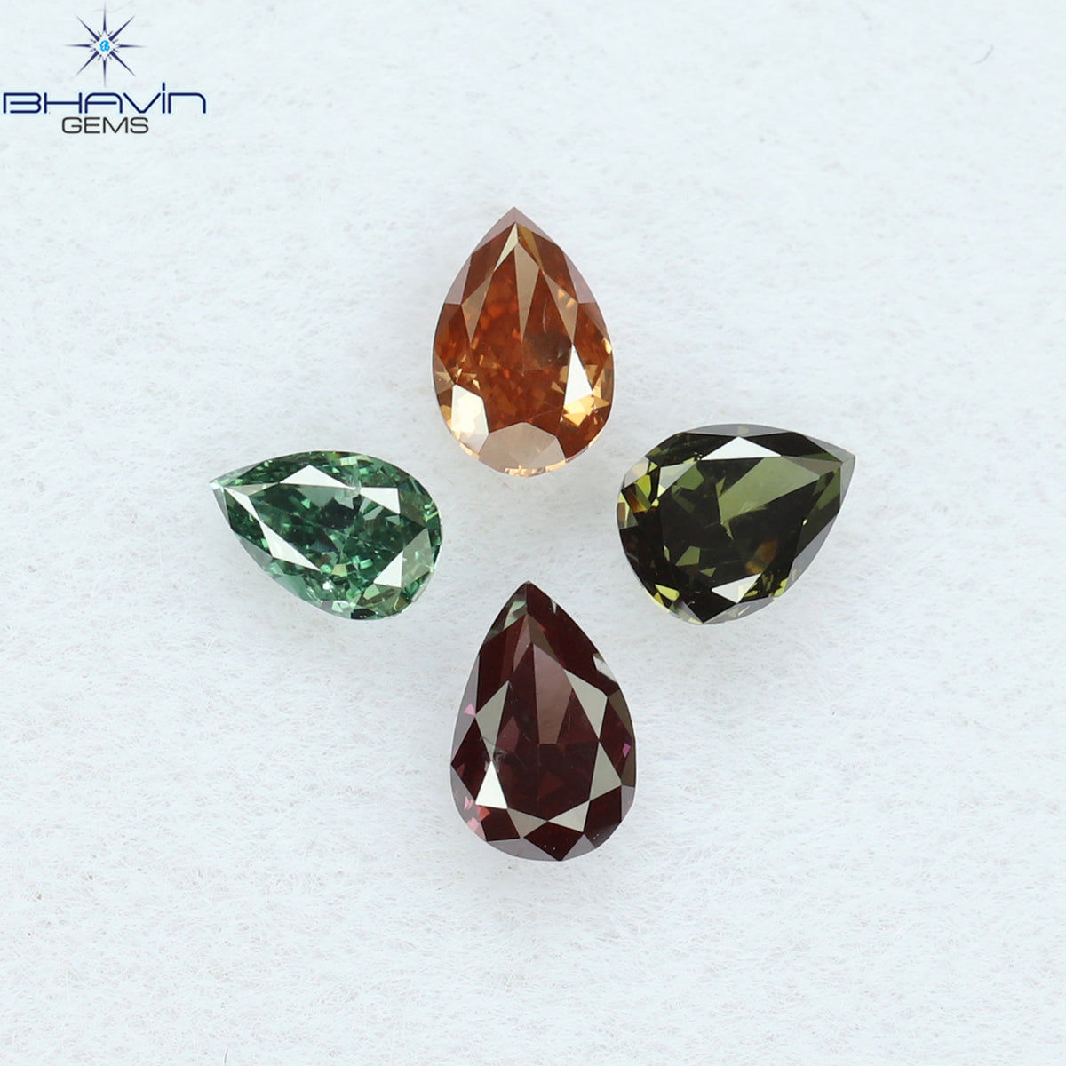 0.46 CT/4 Pcs Natural Pear Diamond Enhanced Mix Fancy Color Clarity VS2 (4.06 MM)