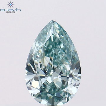 0.40 CT ペアシェイプ ナチュラル ダイヤモンド ブルーイッシュ グリーン カラー VS1 クラリティ (6.13 MM)