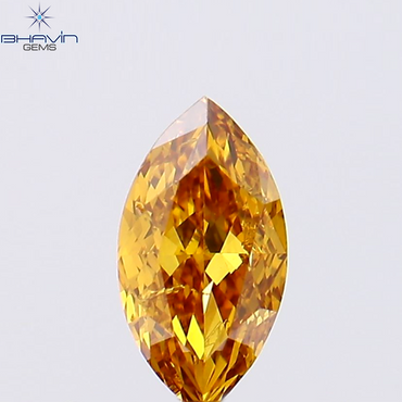 0.36 CT Marquise Shape Natural Diamond Orange Color SI2 Clarity (6.43 MM)
