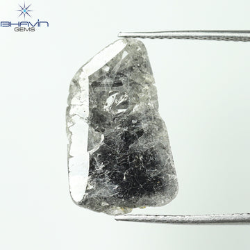 3.06 CT スライス シェイプ ナチュラル ダイヤモンド ソルト アンド ペッパー カラー I3 クラリティ (17.50 MM)