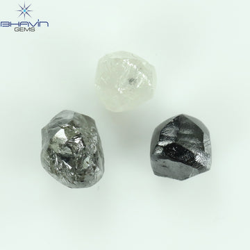 1.68 CT/3 Pcs Natural Rough Diamond Black & White Color Clarity I3 (5.24 MM)