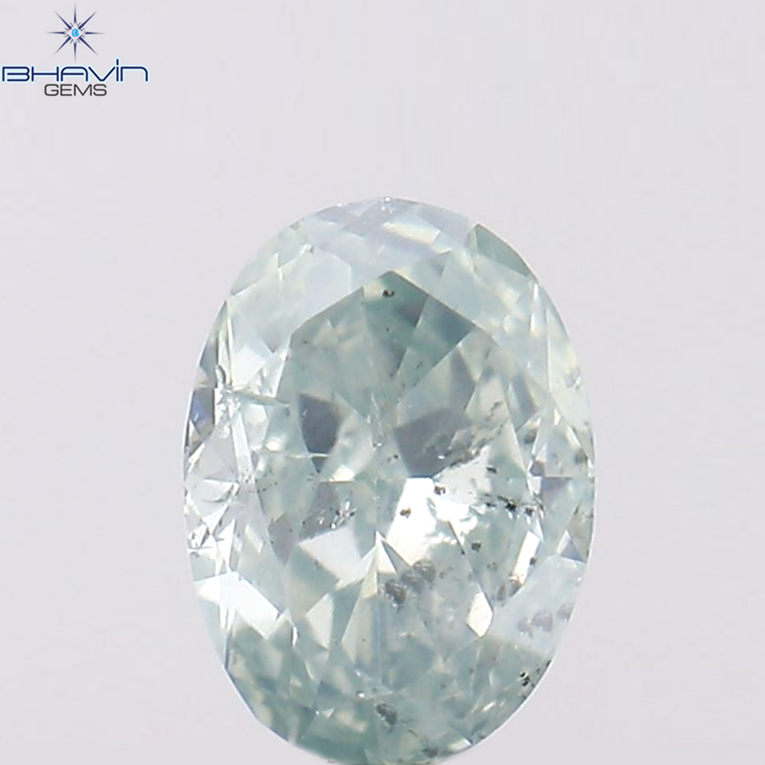 0.17 CT Oval Shape Natural Diamond Greenish Blue Color SI2 Clarity (4.15 MM)