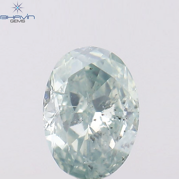 0.17 CT Natural Oval Diamond Enhanced Greenish Blue Color Clarity SI2 (4.15 MM)