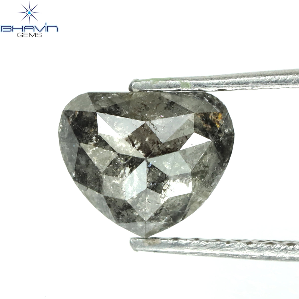1.14 CT Natural Heart Diamond Salt And Pepper Color Clarity I3 (7.44 MM)