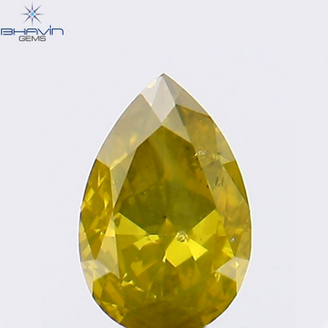 0.24 CT Natural Pear Diamond Enhanced Yellow Color Clarity SI1 (4.92 MM)