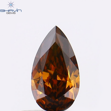 0.31 CT Natural Pear Diamond Enhanced Cognac Color Clarity VS1 (5.96 MM)