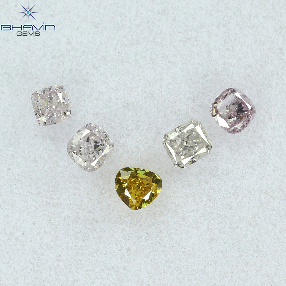 0.49 CT/5 Pcs Natural Cushion Diamond Pink Color Clarity SI2 (2.56 MM)