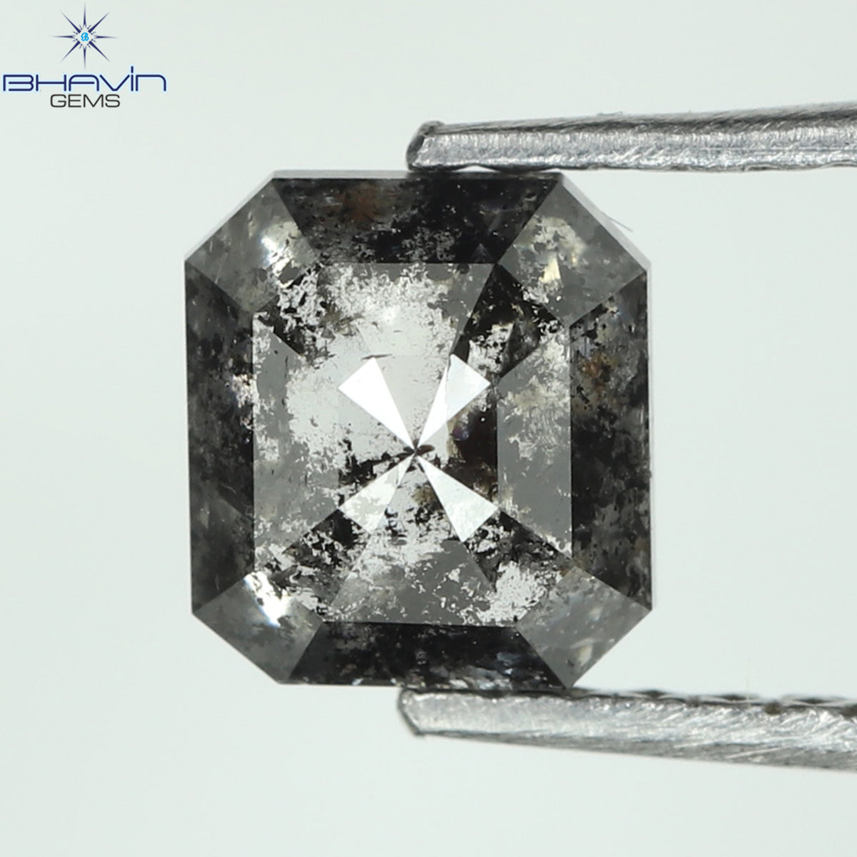 1.00 CT アッシャー シェイプ ナチュラル ダイヤモンド ソルト アンド ペッパー カラー I3 クラリティ (5.72 MM)