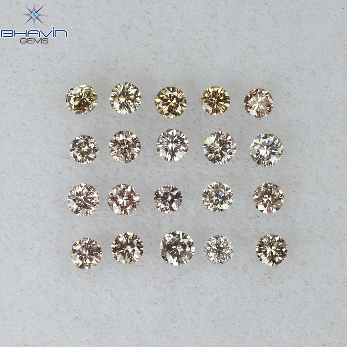 0.29 CT/20 Pcs Natural Round Diamond Brown Pink Argyle Color Clarity VS-SI (1.60 MM)