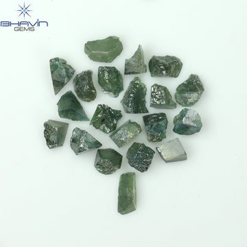5.14 CT/20 ピース グリーン カラー ラフ ダイヤモンド ナチュラル ルース ダイヤモンド I3 クラリティ (4.08 MM)