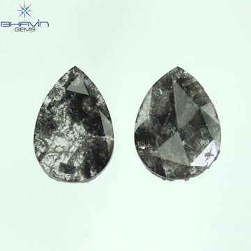 1.01 CT/2 Pcs Natural Pear Slice Diamond Salt And Pepper Color Clarity I3 (8.17 MM)