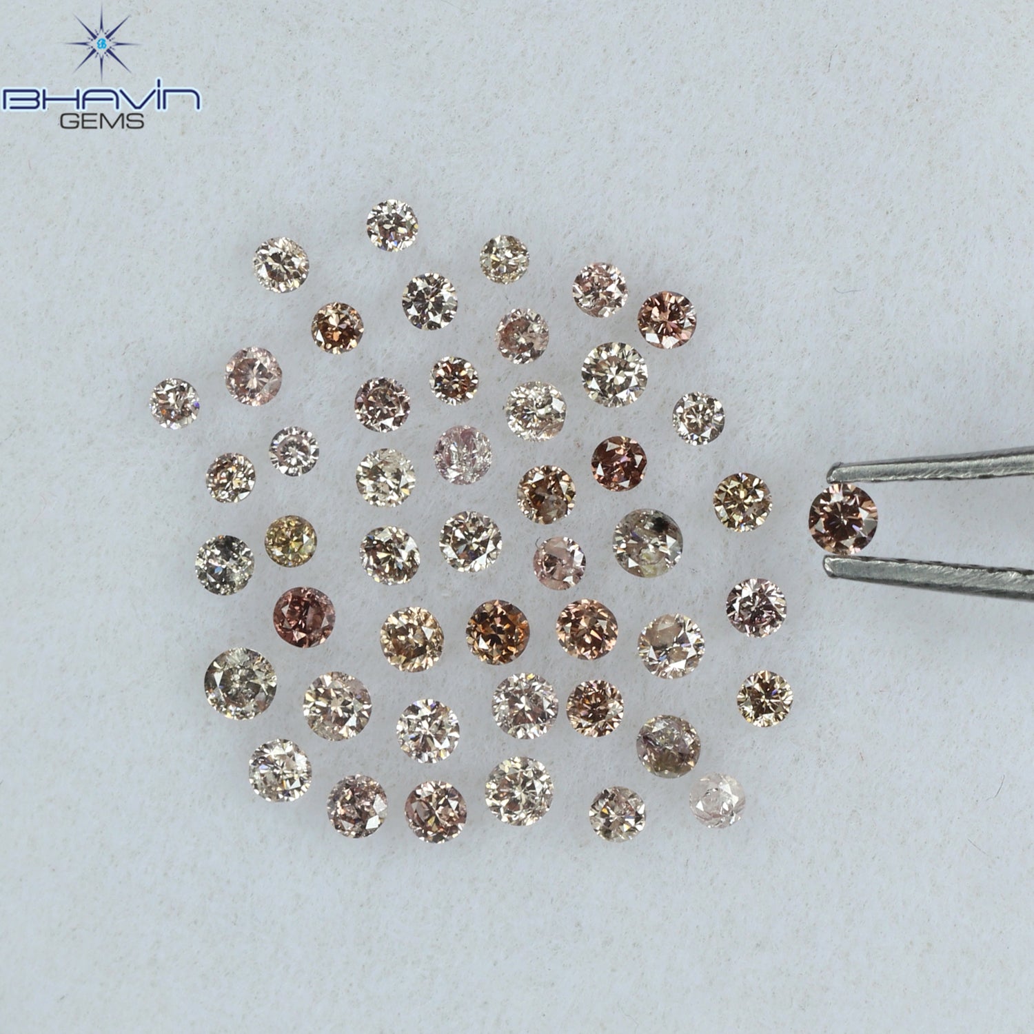 0.69 CT/48 Pcs Round Shape Natural Loose Diamond Pink (Argyle) Color SI Clarity (1.70 MM)